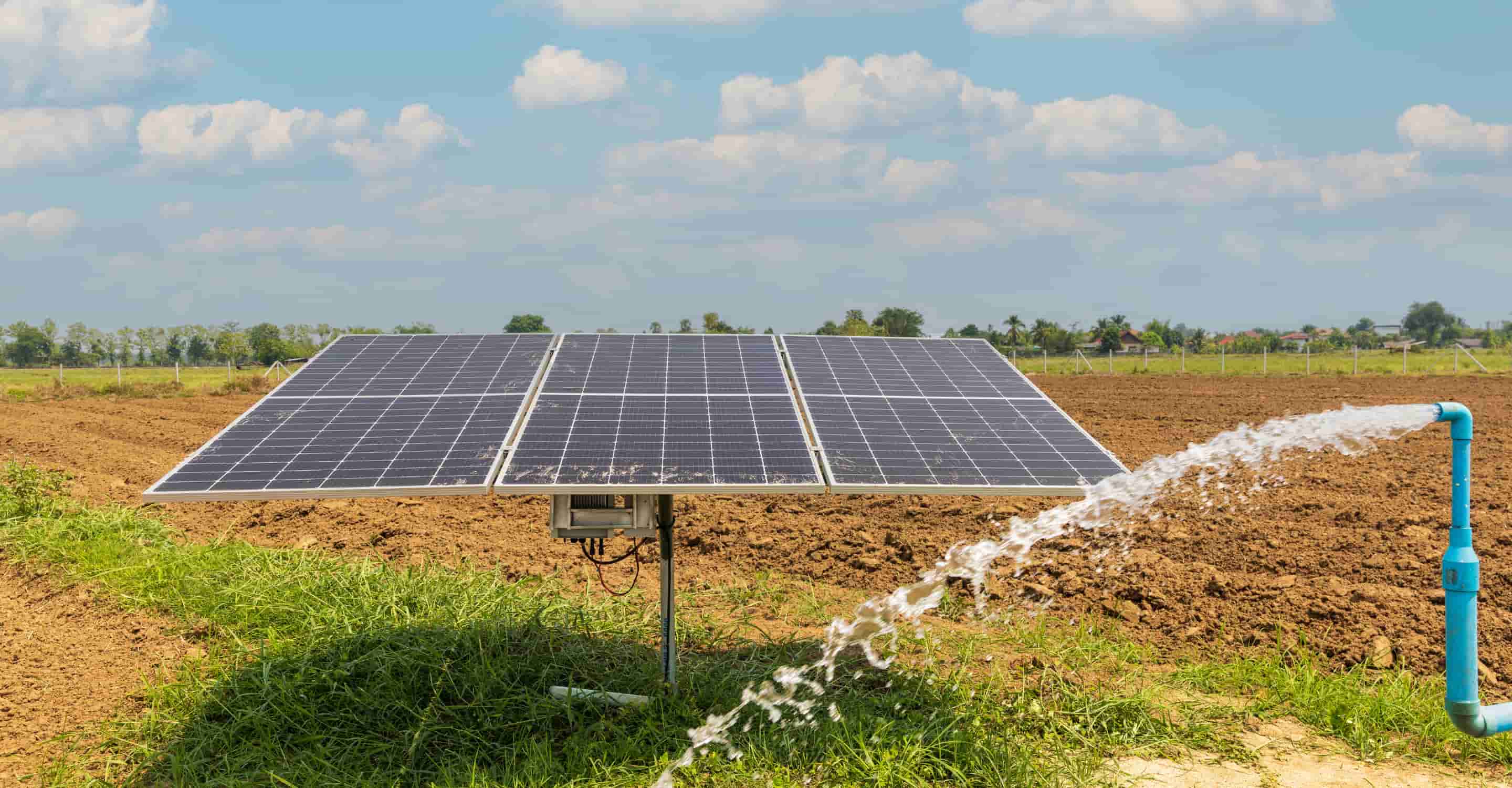 Solar panels feeding a water system above the coast
